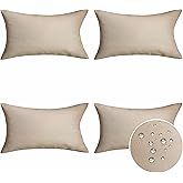 Home Brilliant Rectangle Pillow Cover 12x20 Linen Pillow Covers Waterproof Outdoor Throw Pillows for Patio, 30x50 cm, Set of 4, Light Linen