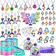 90 PCS Mermaid Party Favors for Girls Mermaid Birthday Supplies Bracelets Stampers Necklaces Rings Keychains Tattoo Stickers Post-it Notes Goodie Bags for Mermaid Birthday Party Supplies (Mermaid)