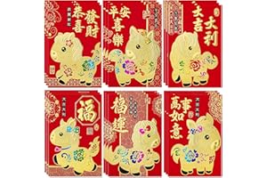 36Pcs Chinese New Year Red Envelopes 2026, Red Envelopes Chinese Horse, Red Pocket Red Packet Lunar New Year Envelopes Chines