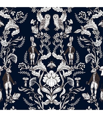 VaryStyle Woodland Animal Peel & Stick Wallpaper - 17.7"x118" Forest Deer Fox Rabbit Self-Adhesive Brown Contact Paper
