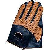 Riparo Full Finger Leather Driving Gloves for Men – Premium Genuine Leather with Breathable Mesh Panels