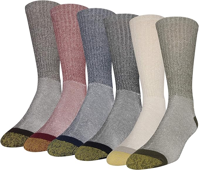 Gold Toe Men's 656s Cotton Crew Athletic Socks, Khaki/Olive/Black/New