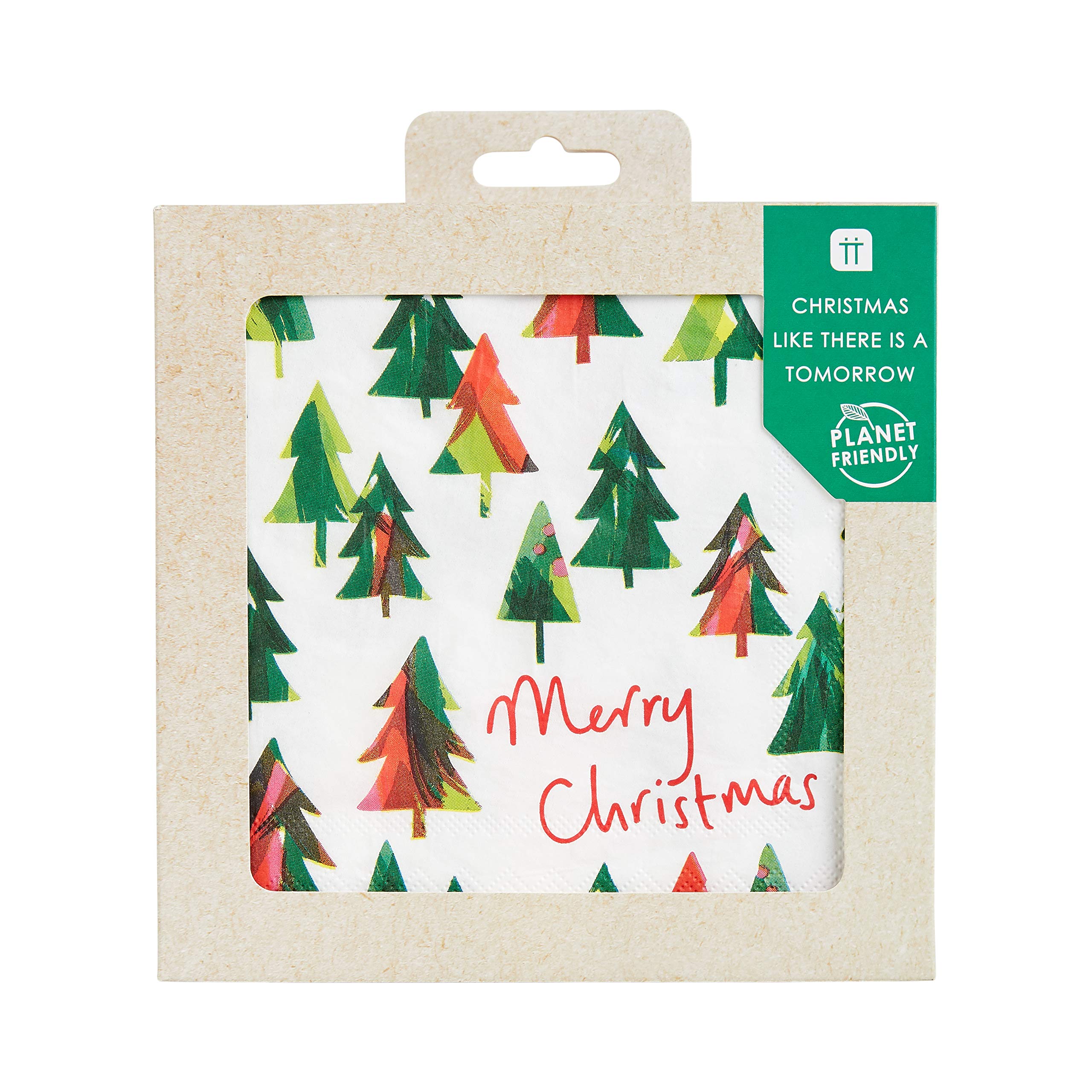 Talking Tables Pack of 21-Recyclable Christmas Tree Napkins Zero Plastic-Perfect Party Decoraton for Your Xmas Table, Gold