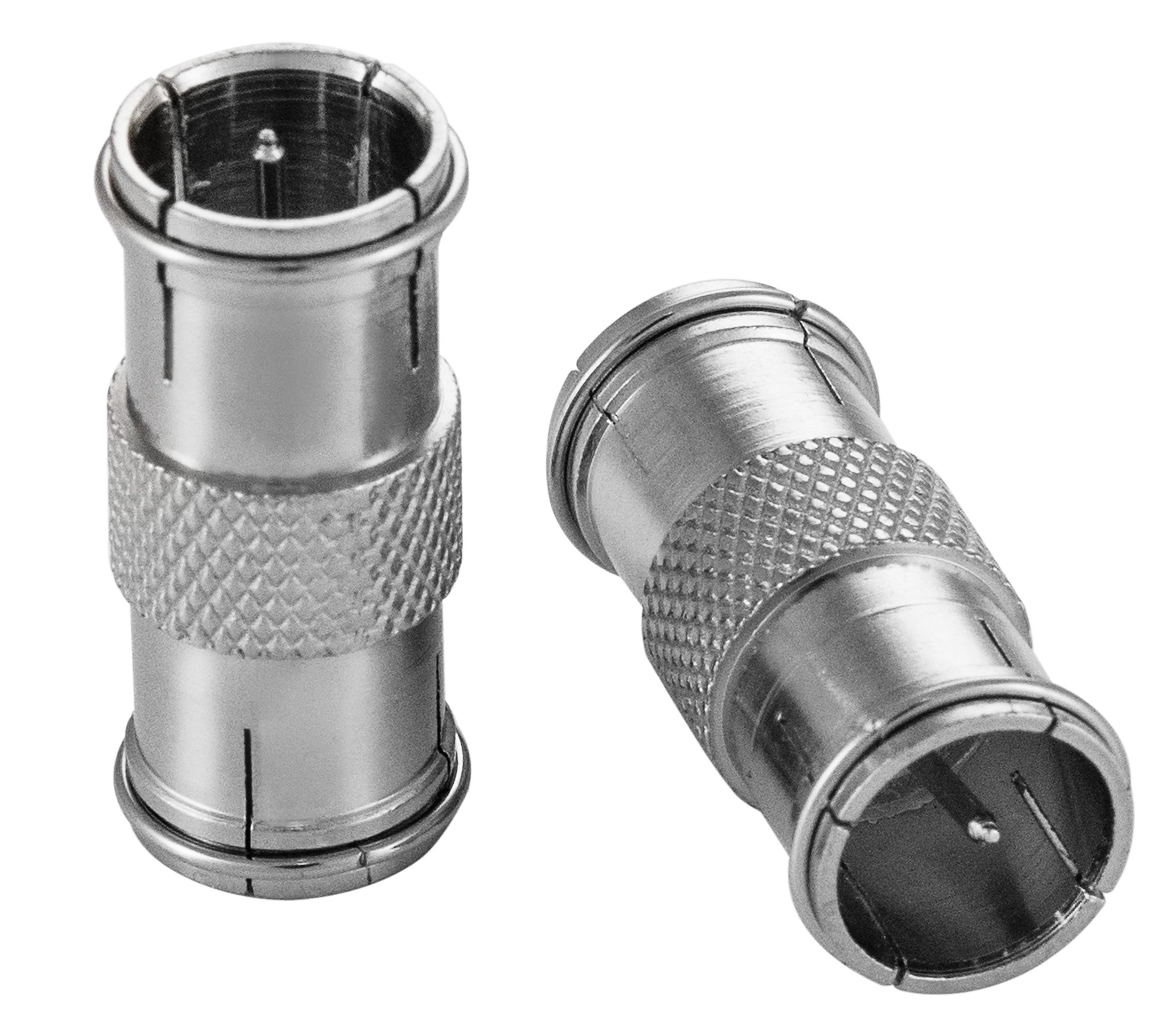 POPPSTAR 2x F-Quick Connector Coupling (F-Quick SAT Adapter F-Connector on both sides), for Coaxial Cable, Antenna Cable, Silver