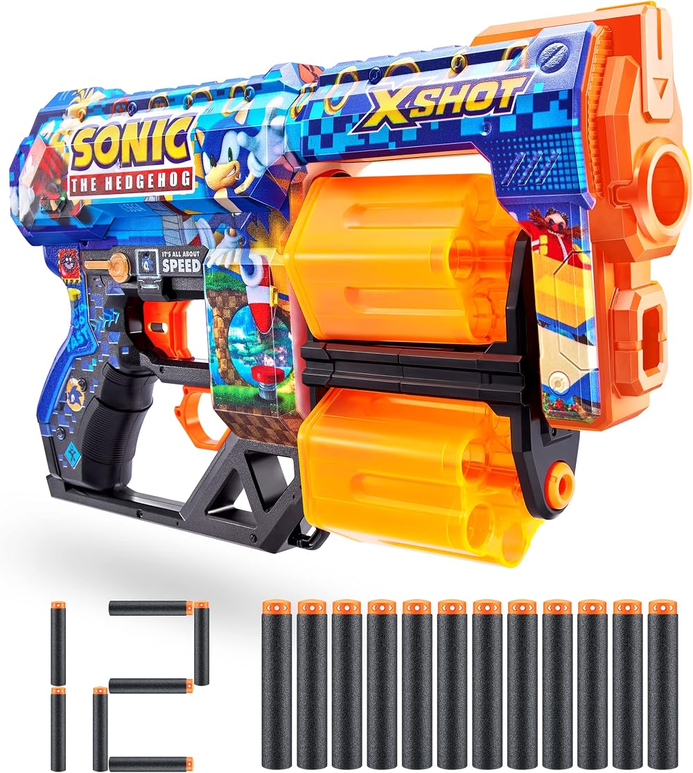 XShot Skins Dread Sonic Hedgehog Foam Dart Blaster 12 Dart Air Pocket Tech