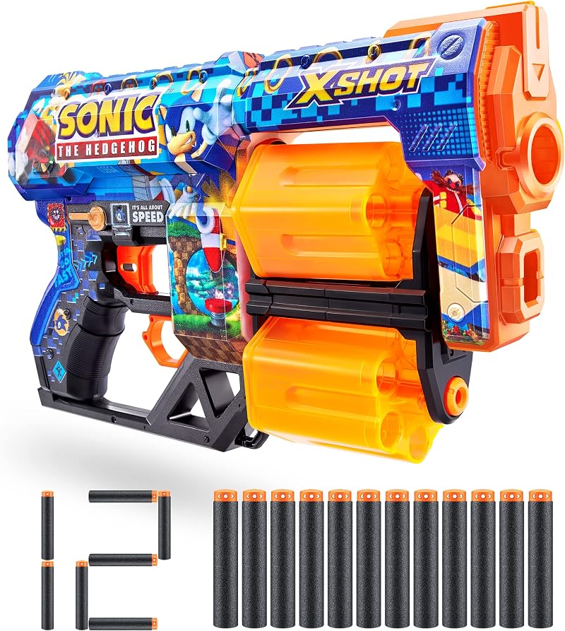 XShot Skins Dread Sonic Hedgehog Foam Dart Blaster 12 Dart Air Pocket Tech