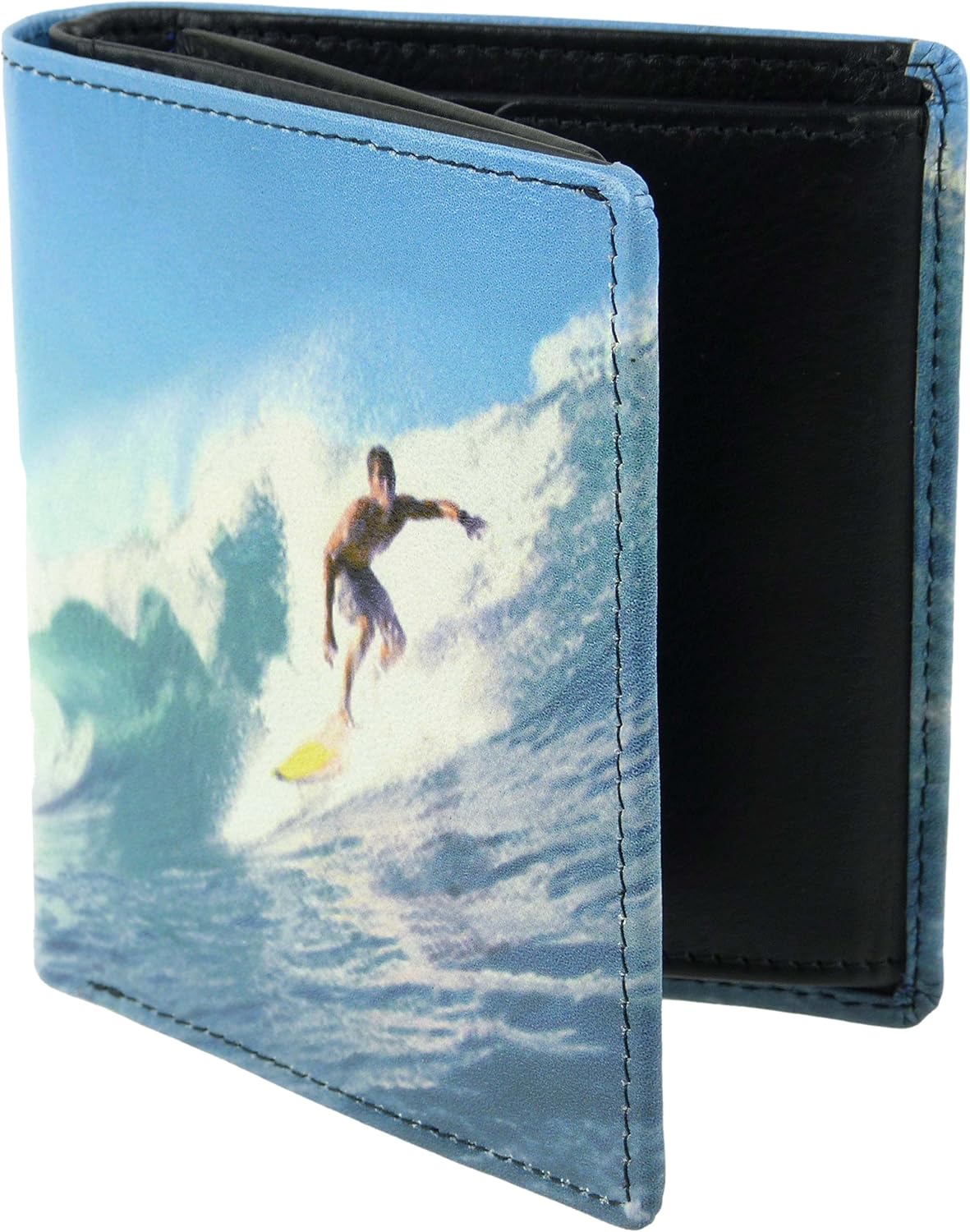 MENS TriFold LEATHER Surfer WALLET by Retro Surfing Gift Box Golunski