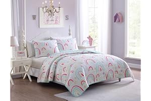 Kute Kids Children's Quilt Set - Multiple Styles for Boy's and Girl's Beds with Fun Designs and Colors to Match with Sheet Sets (Rainbow Superstar, Full/Queen)