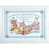Design Works Crafts Counted Cross Stitch, Woodland Baby Sampler, 12 by 13 inches white
