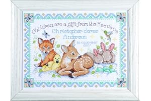DESIGNWORKS INK Design Works Crafts Counted Cross Stitch, Woodland Baby Sampler, 12 by 13 inches white
