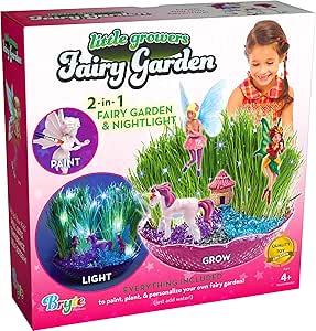 Little Growers Fairy Garden Craft Kit with Enchanted Unicorn and Light-Up Fairy Lights - Paint, Plant and Grow Your Very Own Fairy Garden Arts and Crafts Kit - for Kids All Ages Both Girls and Boys