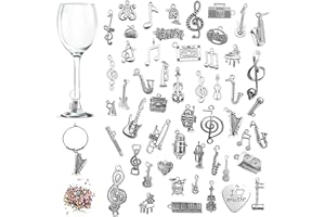 52 pcs / 40 pcs Wine Glass Charms, CNYMANY Musical Instrument Goblet Drink Markers Tags with Buckle Design and Colorful Beads
