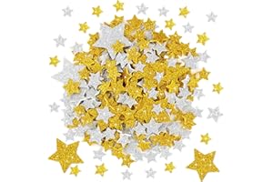 STICEARD 1026Pcs Glitter Star Foam Stickers,Gold and Silver Foam Stars Shape Stickers Self Adhesive,Large&Small Sticky Stars for Kid's Arts Posters Craft Supplies Scrapbooks kids Reward Home Decor Christmas