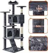 Yaheetech Cat Tree 158cm Tower with Scratching Posts 2 Houses Dark Grey view 5