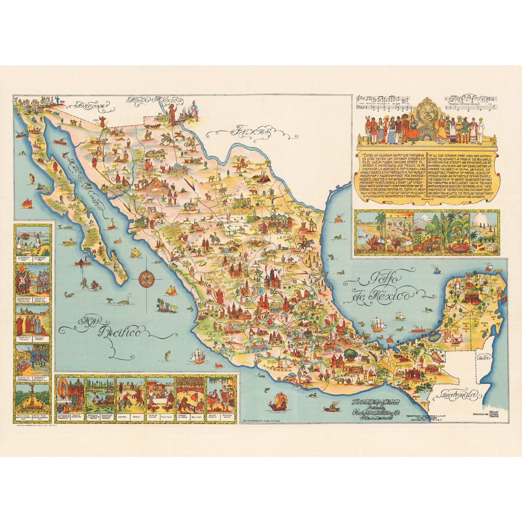 Artery8 Map Medina 1931 Mexico Pictorial Large Wall Art Poster Print Thick Paper 18X24 Inch