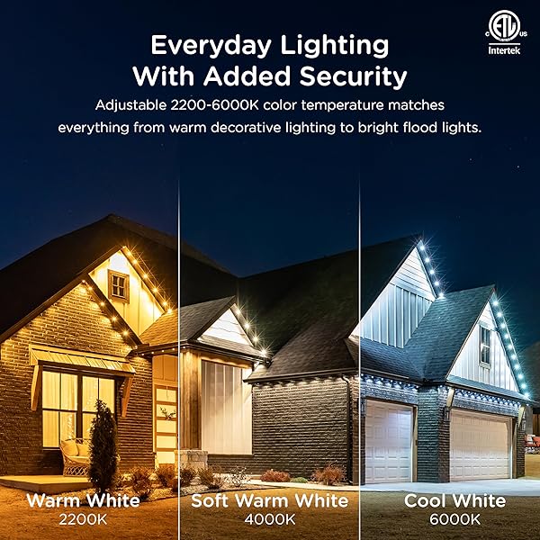 ENBRIGHTEN VIBE ETERNITY PERMANENT OUTDOOR LIGHTS FOR HOUSE, 50FT, 36 RGBWIC LEDS, CLOSE SPACING, 33LM, COLOR CHANGING, CHRISTMAS, EAVE LIGHTING, SMART APP, WORKS WITH ALEXA, GOOGLE HOME, 82730