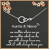 MADAOGO Auntie Niece Necklace, 925 Sterling Silver Infinity CZ Circle Necklace, Mother’s Day Gifts for Aunts, Niece Gifts from Aunt