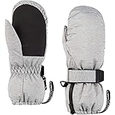 HIGHCAMP Kids Long Cuff Winter Snow Ski Mitten with Zipper Waterproof Gloves for Toddler Boys Girls
