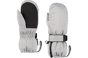 HIGHCAMP Kids Long Cuff Winter Snow Ski Mitten with Zipper Waterproof Gloves for Toddler Boys Girls