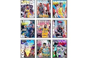 Bigwig Prints Basketball Posters for Boys Bedroom - Basketball Room Decor, Nba Posters, Steph Curry, Kobe Bryant Wall Art, Kevin Durant, Lebron James, Sports Art For Bedroom - Unframed Set of 9 (8x10)