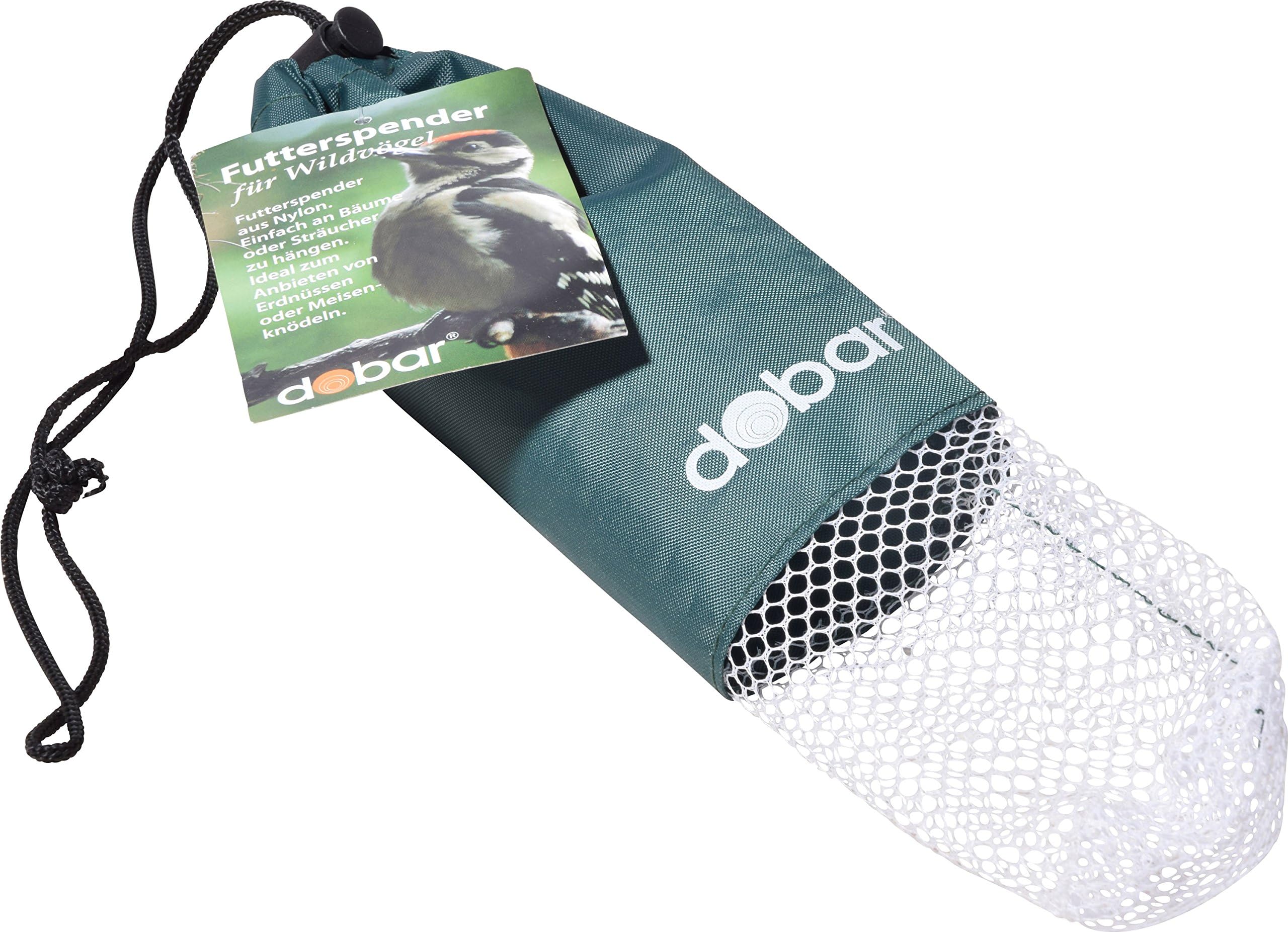 dobar 11058 Hanging Feeder Bird Feeder Nuts Fat Balls, Heavy Duty Nylon Mesh Sock – Green/White