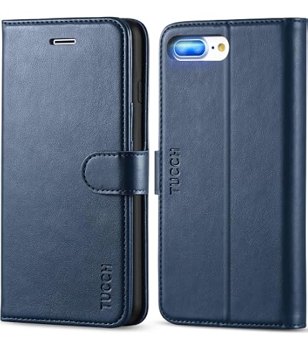 Coque Portefeuille Cuir Bleu RFID Pour IPhone 7 Plus - Protection Intégrale - Neuf