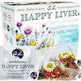 Dr. Lu’s Happy Liver Tea | 100% Natural Liver Cleanse Detox & Repair Tea Made in US | 11-Flavor Milk Thistle, Turmeric, Chrysanthemum, Licorice Root, Dandelion Root tea Blend for Liver Support