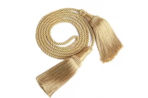 FENGHUANGWU 2 Pack Weighted Pew Ropes with Tassels, Extended Tassel Rope for Church and Wedding Decor (Gold, 7.8feet-2pack)