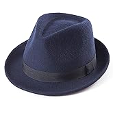 LADYBRO Straw Trilby Fedora Hat for Men 1920s Short Brim Wool Felt Panama Cap 7 1/4
