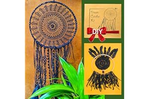MANDALA LIFE ART DIY Black Dream Catcher Kit 12x30 inches - Make Your Own Bohemian Wall Hanging with All-Natural Materials - Creative Activity Set Includes Premium Lace, Yarn, Feathers, Beads, and Wooden Hoop
