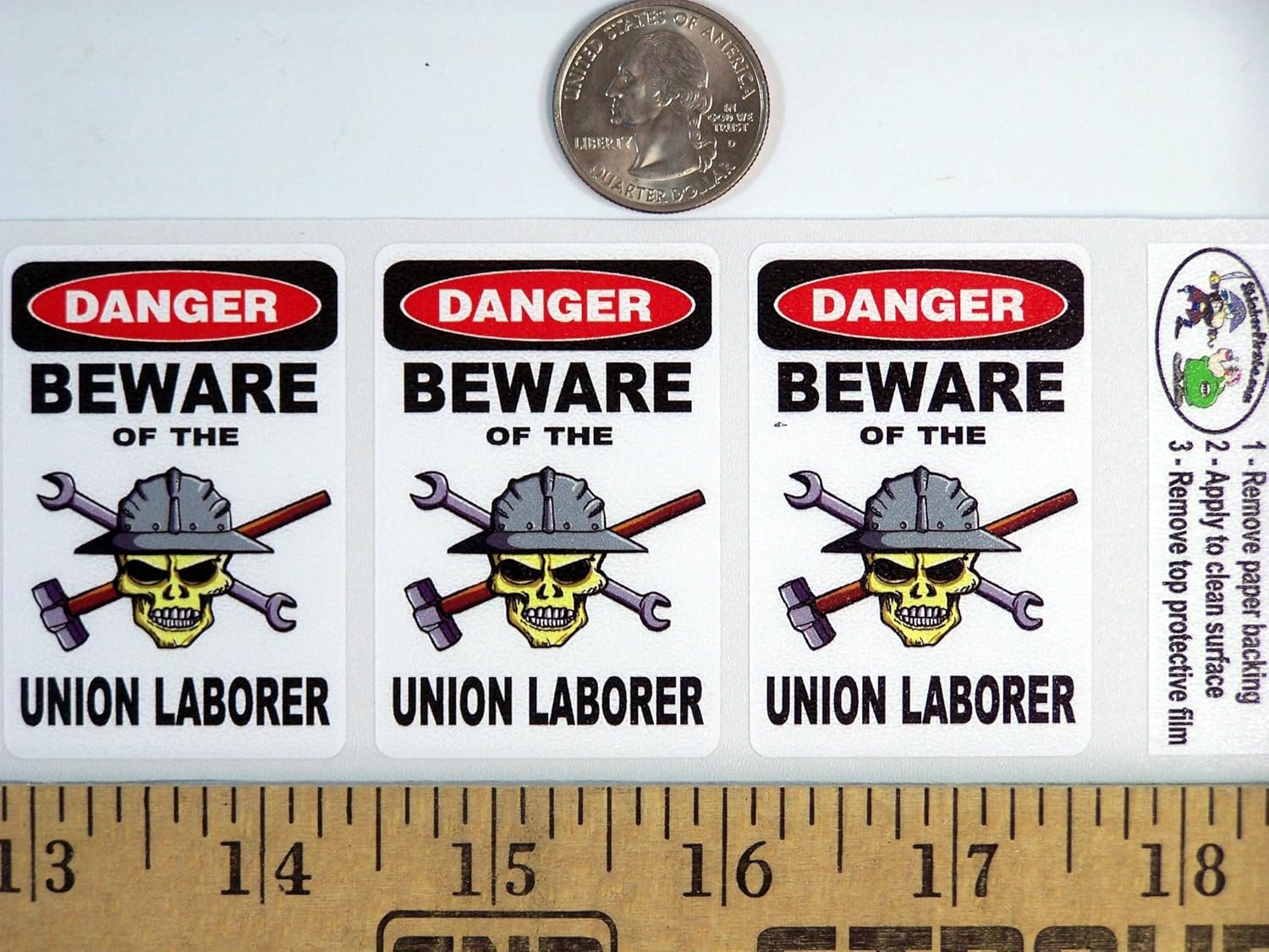 Hard Hats Face Shields DANGER BEWARE OF THE UNION LABORER WITH SKULL 
