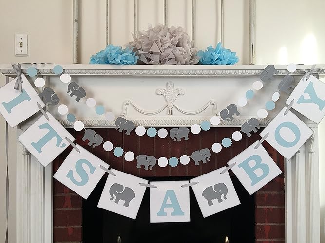 Amazon Com It S A Boy Elephant Banner Elephant Baby Shower Amazon Com It S A Boy Elephant Banner Elephant Baby Shower