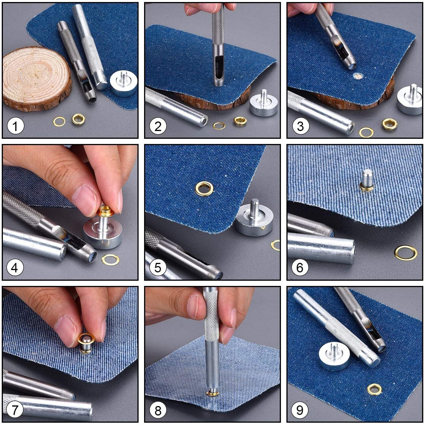 WedDecor 14mm Leather Hole Punch Set 3 Parts Eyelets Grommets Fixing Tool Kits for DIY Hollow Punch Leather Craft Watch Strap - Image 4