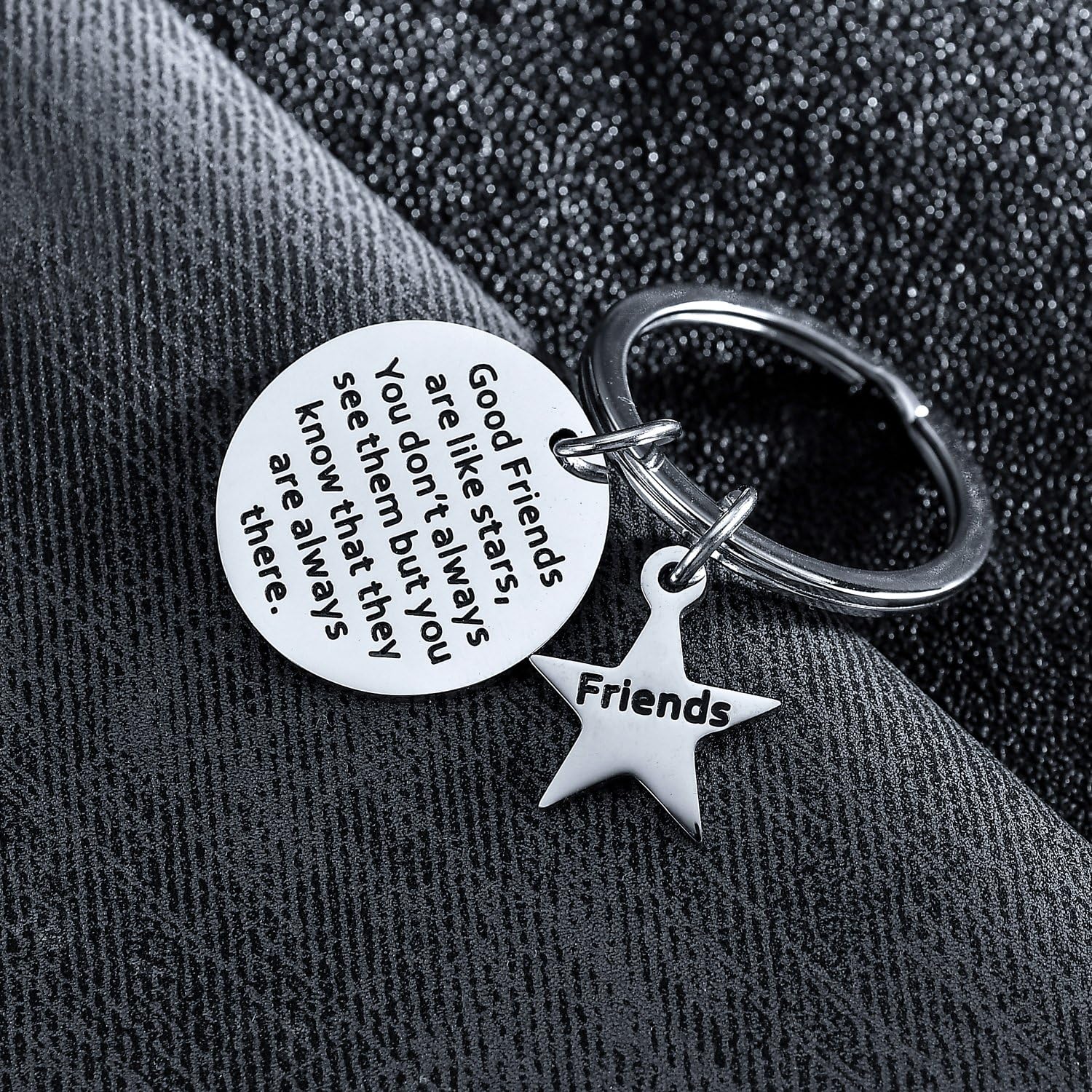 BESPMOSP Best Friends Keychain Good Friend Are Like Stars Keyring Friendship Gifts Birthday Gift Graduation Keychain (Style 2) - Image 5