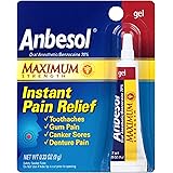 Anbesol Gel Maximum Strength - Instant Oral Pain Relief for Toothaches, Canker Sores, Sore Gums, Denture Pain - 0.33 oz