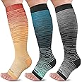 LEVSOX Open Toe Compression Socks for Women & Men 20-30mmHg Toeless Sock Knee High Support Stockings for Circulation Nurses Pregnant Travel