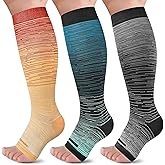 LEVSOX Open Toe Compression Socks for Women & Men 20-30mmHg Toeless Sock Knee High Support Stockings for Circulation Nurses Pregnant Travel
