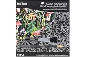 Brea Reese: Scratch Art Paper Pad - Nature - 12 Designs, 8x8 Tear Out Pages, Metallic Guided Art Kit, Adult Craft Activity, M
