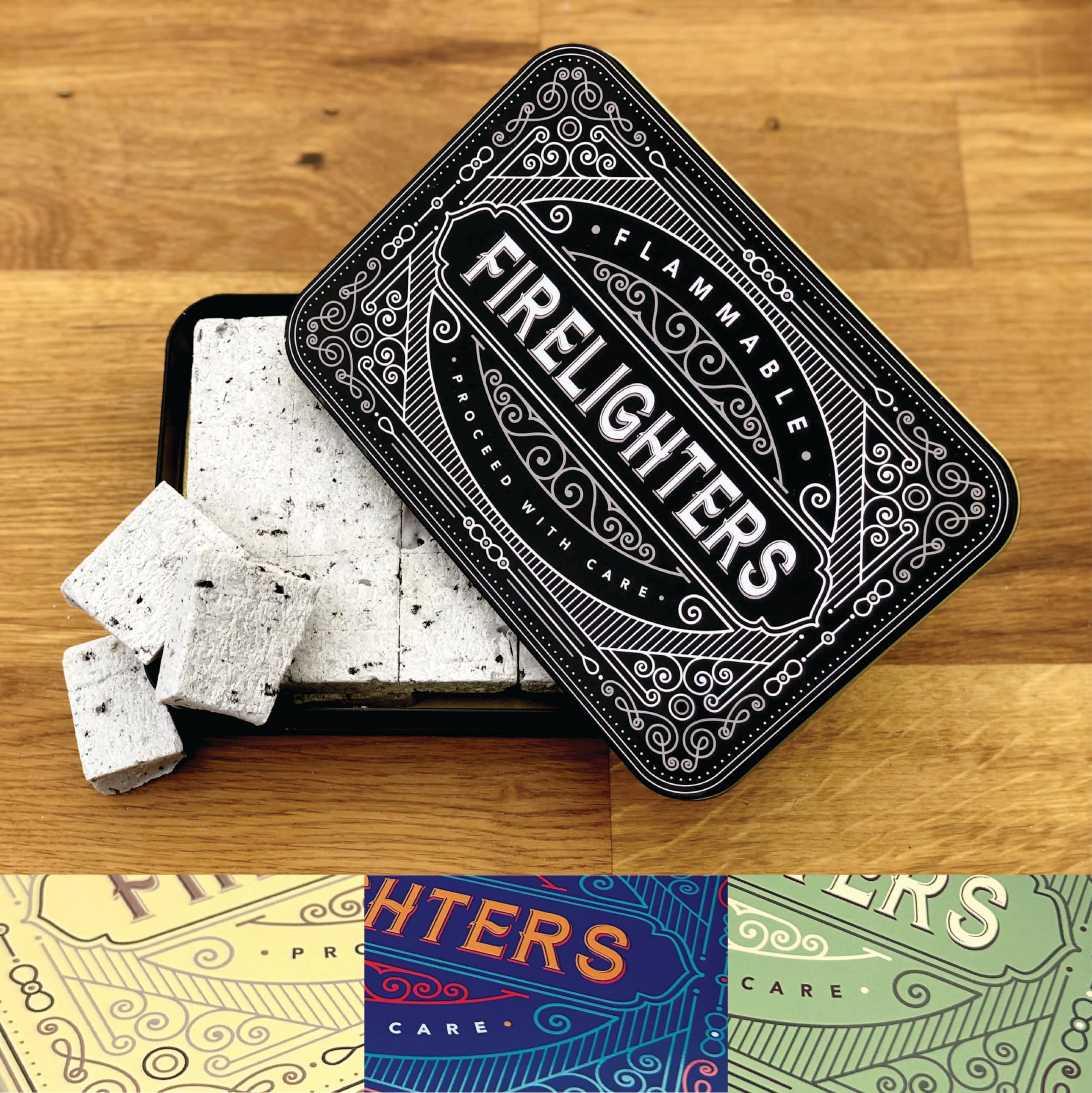 TINIT Firelighter Tin - Storage Accessory Metal Tin Natural Woodburner Fire Stove Fireplace Fireside Mens Gift Present BBQ (Black) — image 1