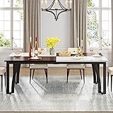 Tribesigns Dining Table for 6 Person, 62.9-Inch Kitchen Dining Room Table, Rectangle Wood Dinner Table with Spliced Tabletop