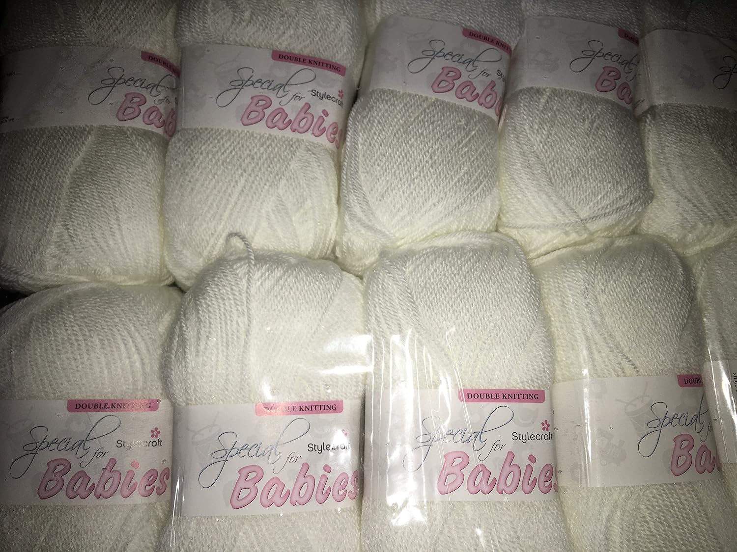 Baby Wool Packs of Five, Stylecraft Special DK for Babies Super Soft Baby Yarn 5 x 100g (5 x 100g White 1001)