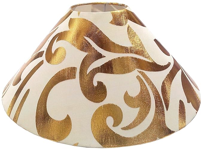 RDC 13 Round Cream with Golden Designer Lamp Shade for Table or Floor Lamp