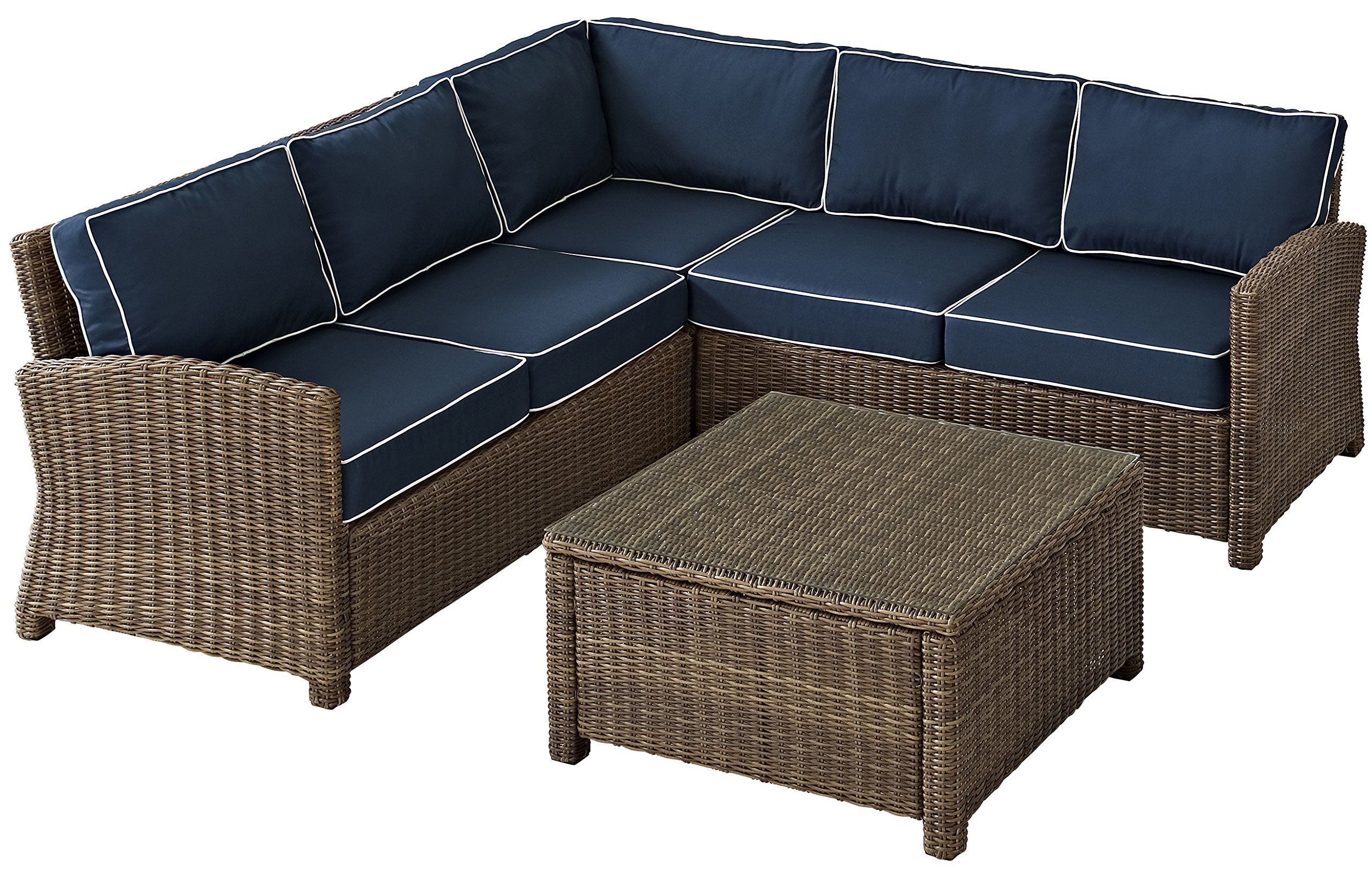 Photo 1 of ***(PARTS ONLY -SELLING AS IS)***
Crosley Furniture Bradenton \1-Piece Outdoor Sectional Sofa Wicker Conversation Patio Furniture for Deck, Brown with Navy Cushions
