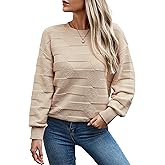 CCTOO Womens Oversized Pullover Sweaters: Casual Long Sleeve Crewneck Drop Shoulder Checkered Knit Fall Winter Jumper Tops