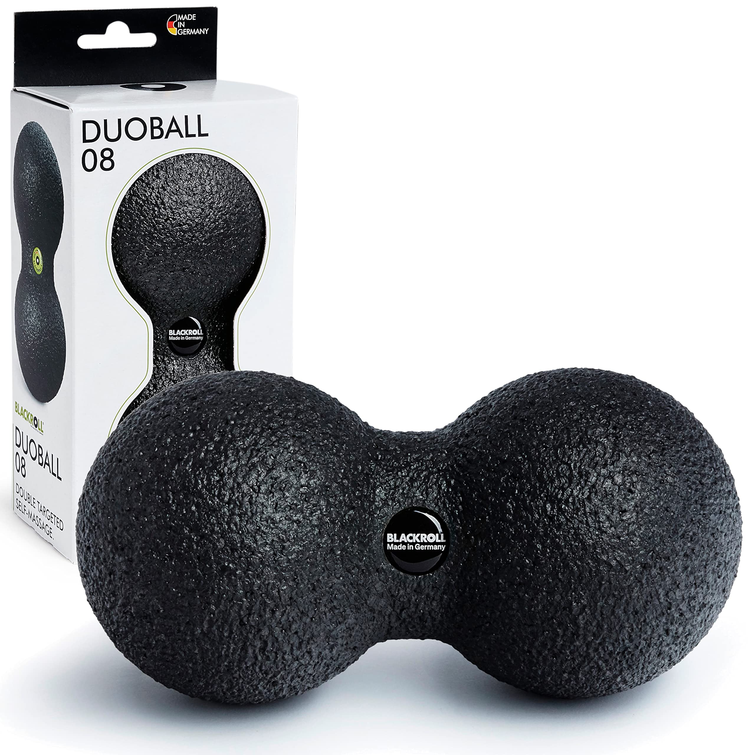 BLACKROLL® DUOBALL 08 - The original - Foam roller ball - Self massage fascia ball - Peanut therapy ball in black, 08cm