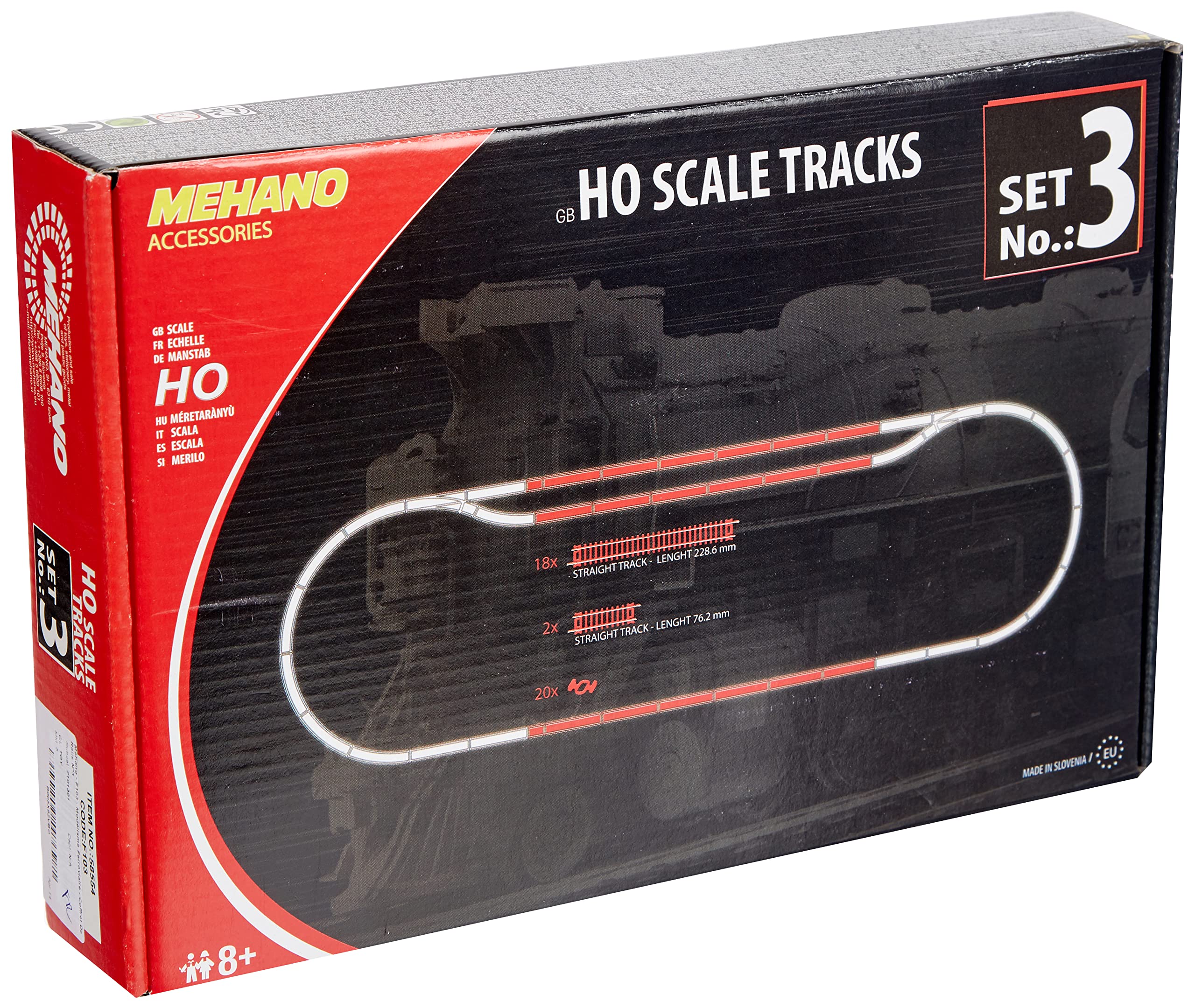 MEHANO "Additional Track Set 3 (40 Pcs) Ho Scale Tracks Set 3 - Made In Slovenia
