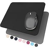 Hard Mouse Pad,Ultra Thin Wood-Textured PU Leather Mouse Mat,Waterproof Non-Slip Rubber Base Mousepad for Office/Home/Gaming (Black)