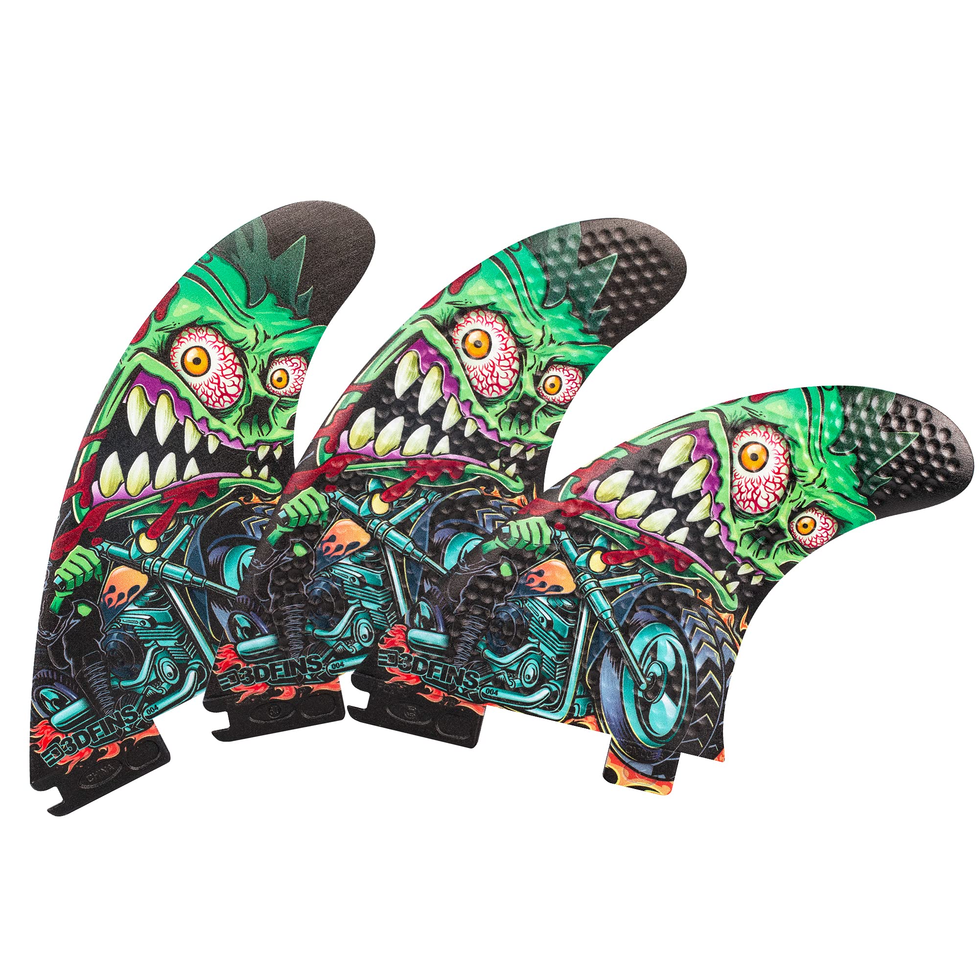 3DFINS High Performance Surfboard Fins GOHARD Series – Thruster/Tri Fin Set (3 Fins), FCS2 Compatible Base - Dimple Technology, More Speed, More Drive, More Fun (Rider)