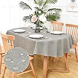 Rustic Faux Linen Oval Tablecloth Farmhouse Water