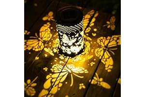 BVGY Butterfly Solar Lantern Outdoor Garden Decor Waterproof Hanging Solar Lights,Metal Outdoor Decor LED Lantern with 1000mAh Big Battery for Porch Patio Decor(Butterfly)